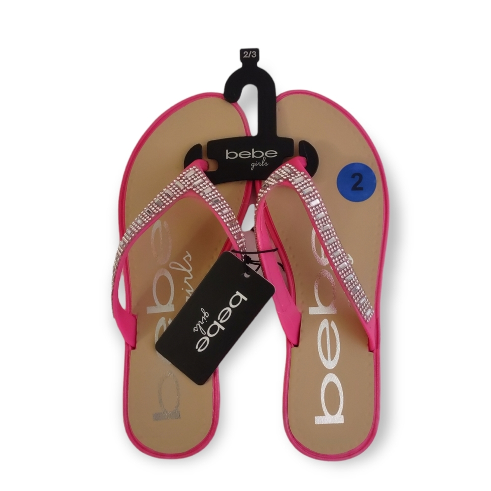 Bebe Girl's Sandals. Pink with rhinestones. Size 2. NWT